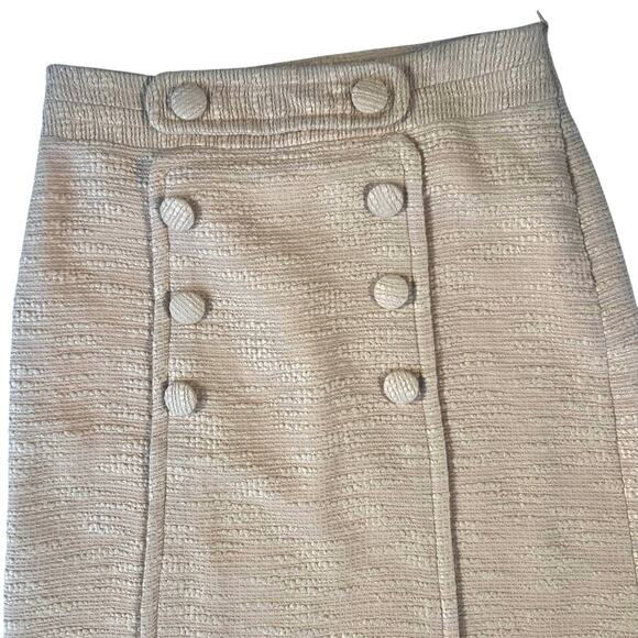 Milly of New York Textured Beige Skirt Size 8 Button Detail Lined Retail $285 - Picture 2 of 8